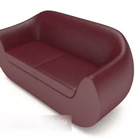 Simple Red Double Leather Sofa 3d model