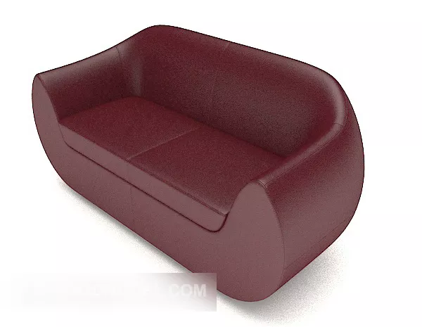 Simple Red Double Leather Sofa 3d model Simple Red Double Leather Sofa 3d model