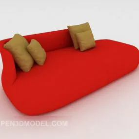 Simple Red Double Sofa 3d model