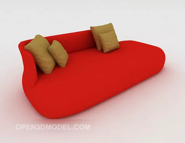 Simple Red Double Sofa 3d model Simple Red Double Sofa 3d model