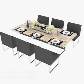 Simple Restaurant Table Chair 3d model