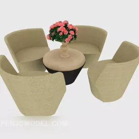 Simple Single Sofa, Coffee Table 3d model