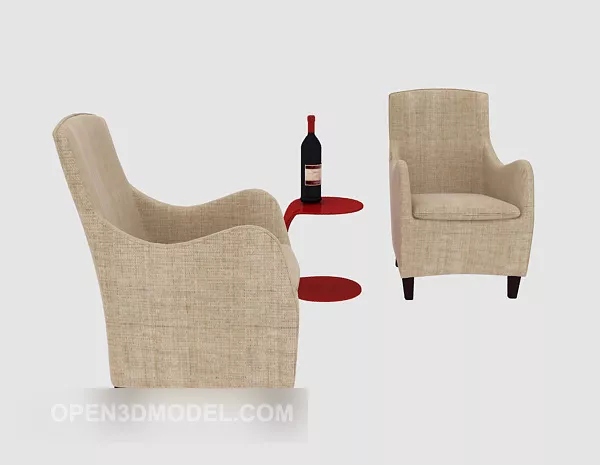 Simple Single Sofa, Side Table 3d model Simple Single Sofa, Side Table 3d model