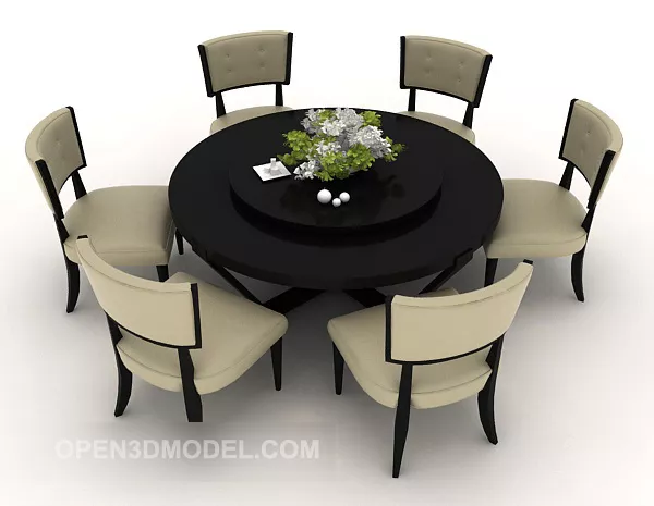 Simple Six-person Table Decor 3d model Simple Six-person Table Decor 3d model