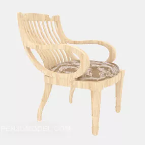 Simple Solid Wood European Lounge Chair 3d model