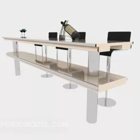 Simple Solid Wood Bar 3d model