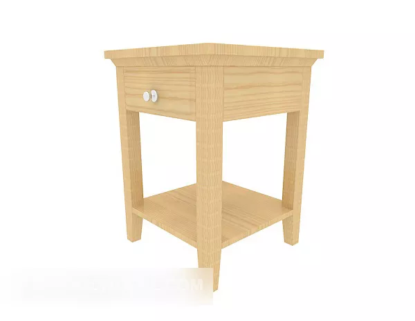 Simple Solid Wood Bedside Table 3d model Simple Solid Wood Bedside Table 3d model