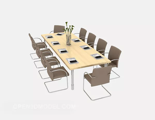 Simple Solid Wood Conference Table 3d model Simple Solid Wood Conference Table 3d model