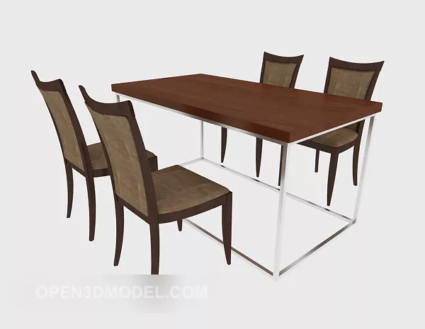 Oak Dining Table Chairs 3d model