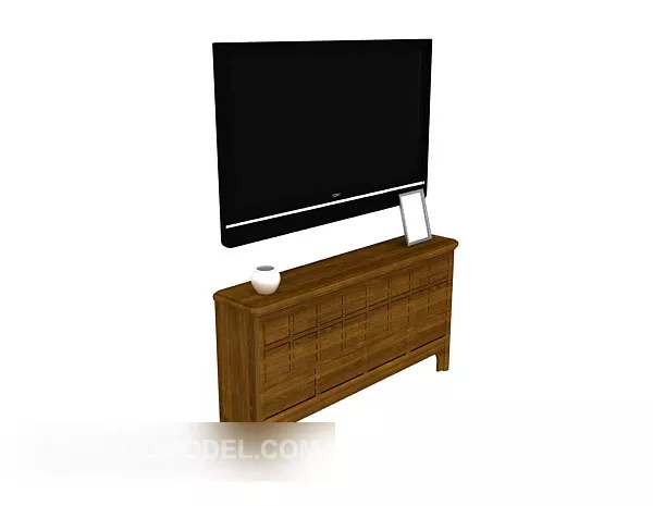 Solid Wood Hall Cabinet With Tv 3d model Solid Wood Hall Cabinet With Tv 3d model