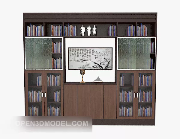 Simple Solid Wood Large Bookcase 3d model Simple Solid Wood Large Bookcase 3d model