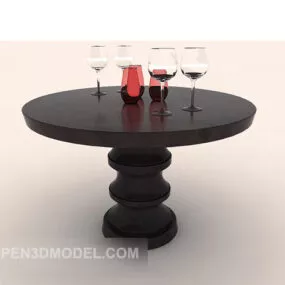 Simple Solid Wood Round Coffee Table 3d model