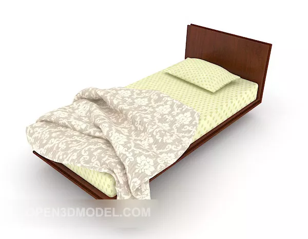 Simple Solid Wood Single Bed Furniture 3d model Simple Solid Wood Single Bed Furniture 3d model