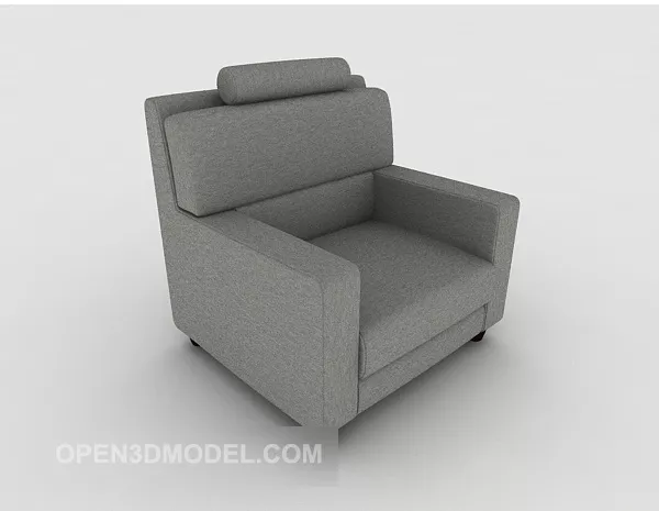 Simple Square Gray Single Sofa 3d model Simple Square Gray Single Sofa 3d model