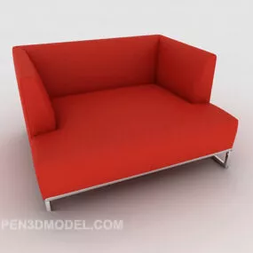 Simple Square Red Single Sofa 3d model