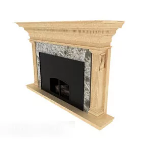 Minimalist Yellow Stone Fireplace 3d model