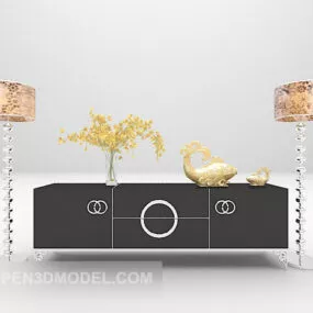 Simple Style Grey Tv Cabinet 3d model