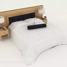 Simple Style Double Bed 3d model
