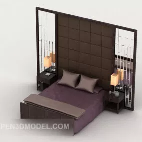 Simple Style Modern Double Bed 3d model