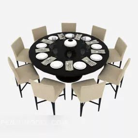 Simple Style Nine-person Dining Table 3d model