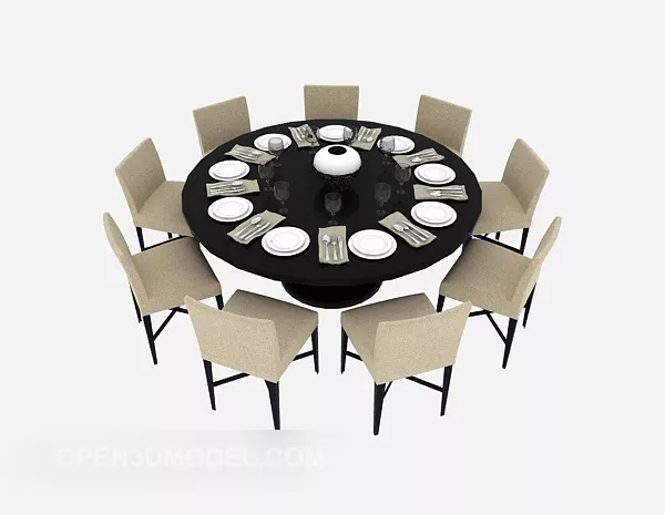 Simple Style Nine-person Dining Table 3d model Simple Style Nine-person Dining Table 3d model