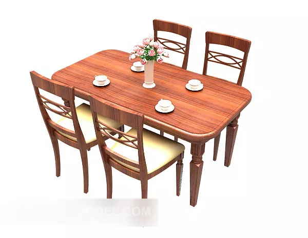 Simple Style Solid Wood Dining Table Chair 3d model Simple Style Solid Wood Dining Table Chair 3d model