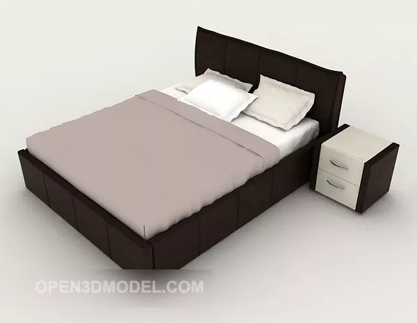 Simple Style Solid Wood Double Bed 3d model Simple Style Solid Wood Double Bed 3d model