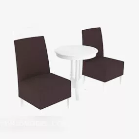 Simple Table Chair With Round Table 3d model