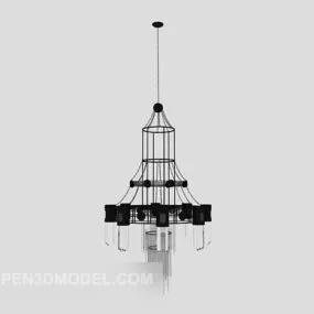 Simple Thin Drop Style Chandelier 3d model