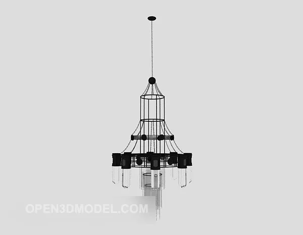 Simple Thin Drop Style Chandelier 3d model Simple Thin Drop Style Chandelier 3d model