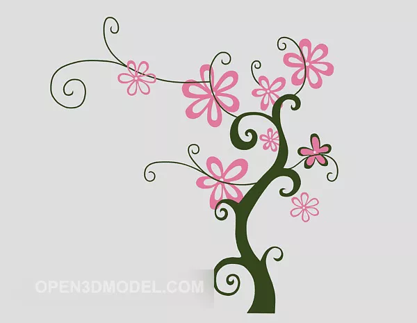 Simple Wall Floral Decor 3d model Simple Wall Floral Decor 3d model