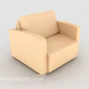 Simple Warm Yellow Single Sofa 3d model
