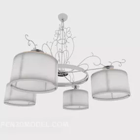 Simple White Craft Chandelier 3d model