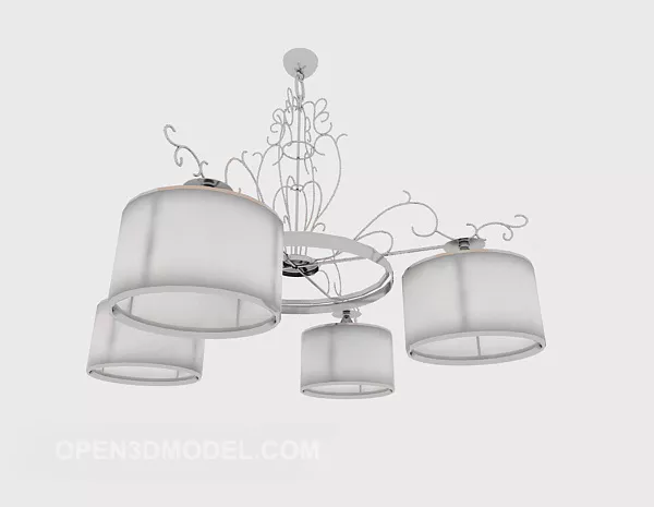 Simple White Craft Chandelier 3d model Simple White Craft Chandelier 3d model
