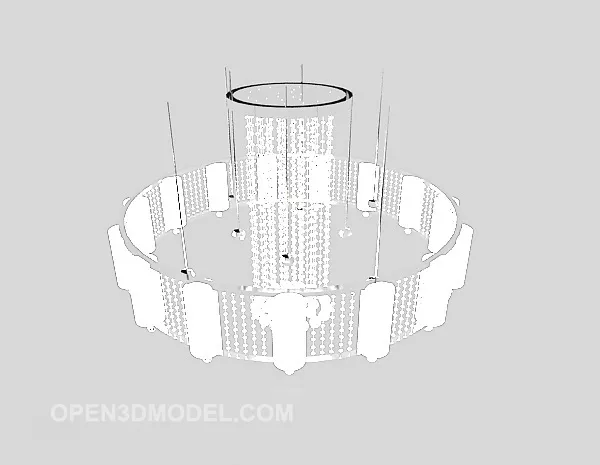 Simple White Crystal Chandelier 3d model Simple White Crystal Chandelier 3d model