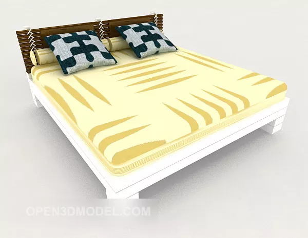 Simple White Double Bed V4 3d model Simple White Double Bed V4 3d model