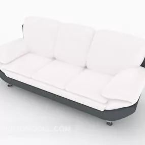 Simple White Multiplayer Sofa 3d model