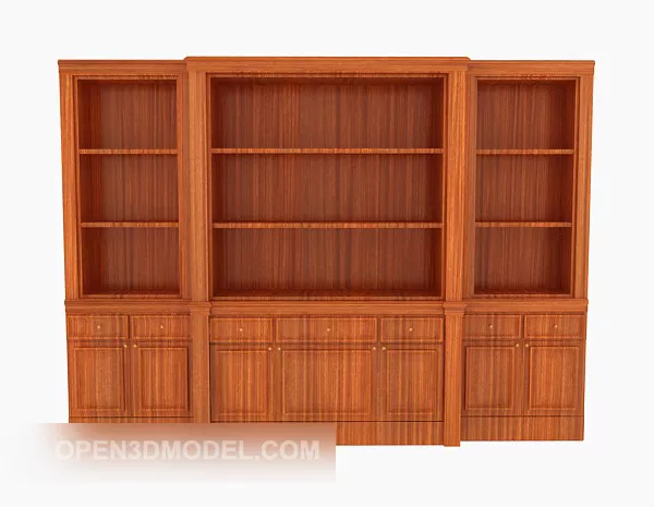 Simple Wood Bookcase Two Door 3d model
