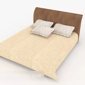 Simple Wood Modern Double Bed 3d model