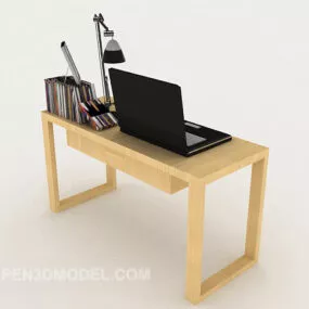 Simple Wood Small Desk 3d model