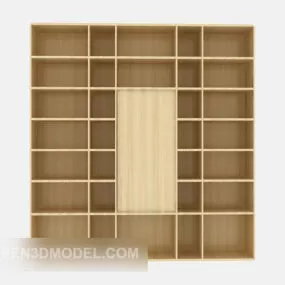 Simple Furniture Wooden Bookcase 3d model