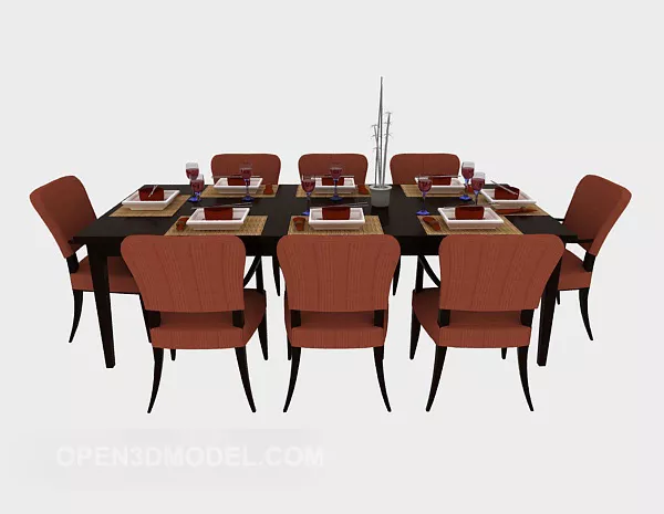 Simple Wooden Dining Table Chair Set V2 3d model Simple Wooden Dining Table Chair Set V2 3d model