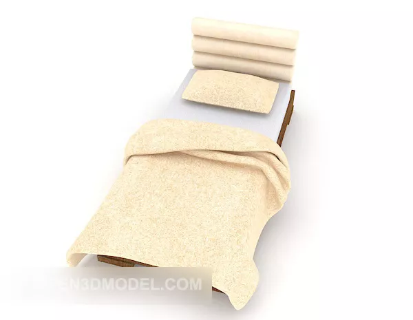 Simple Wooden Single Bed With Blanket 3d model Simple Wooden Single Bed With Blanket 3d model