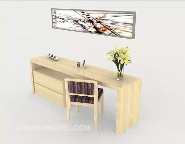 Simple Wooden Table And Chair 3d model Simple Wooden Table And Chair 3d model