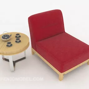 Simple Wooden Table Chair Set 3d model