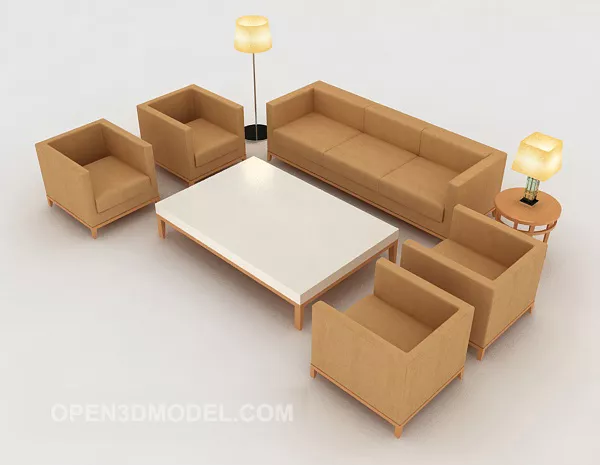 Simple Yellow Sofa Set 3d model Simple Yellow Sofa Set 3d model