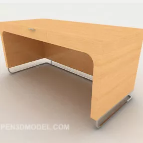Simple Yellow Desk Wooden 3d model