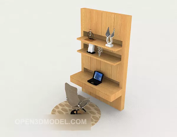 Simple Yellow Desk And Chair 3d model Simple Yellow Desk And Chair 3d model
