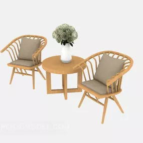 Simple Yellow Table And Chair 3d model