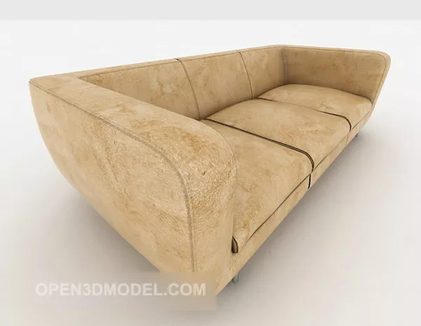 Simple Yellow Three-person Sofa 3d model Simple Yellow Three-person Sofa 3d model